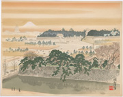 Imperial Palace and Mount Fuji from the series Twenty-Five Views of Mount Fuji: A Woodblock Collection